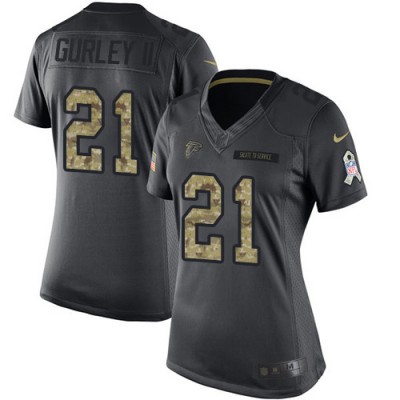 Nike Atlanta Falcons #21 Todd Gurley II Black Women's Stitched NFL Limited 2016 Salute to Service Jersey
